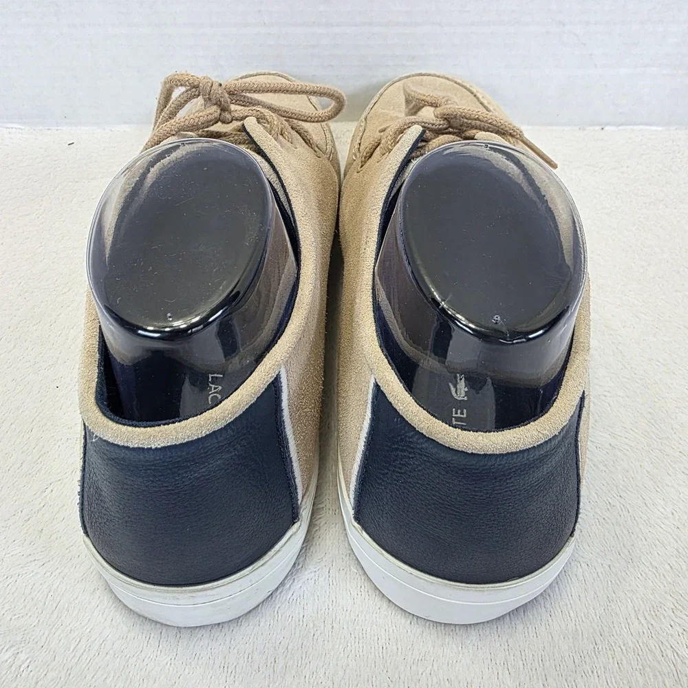 Lacoste Sevrin‎ Suede Mens Size 11 Leather Casual Boat Shoes Tan Blue